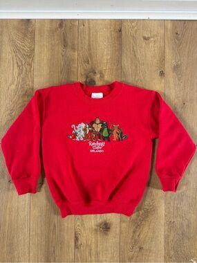 Rainforest Cafe Orlando Red Crewneck Embroidered Sweatshirt Kids Size XS